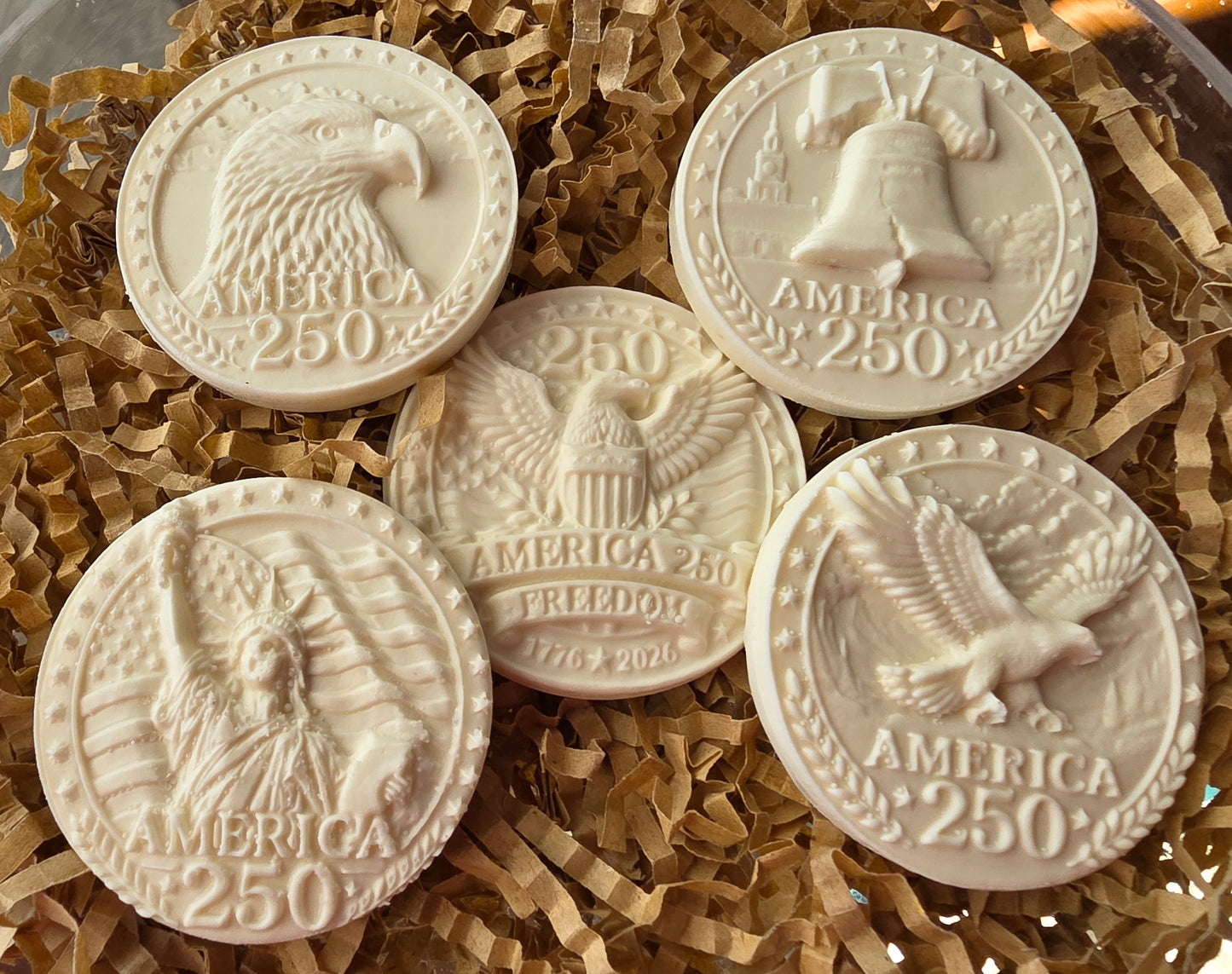 PATRIOTIC MEDALLIONS "250" 2-1/8 & 1-3/4