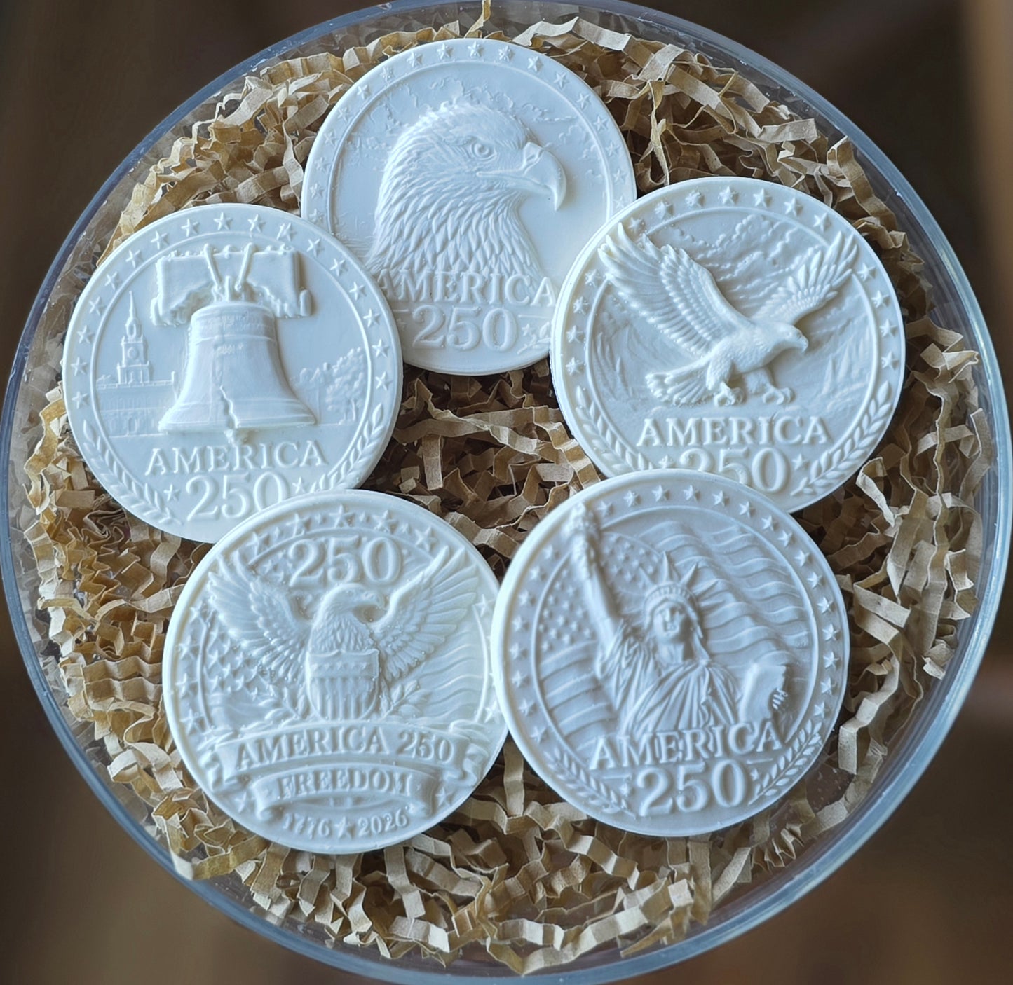 PATRIOTIC MEDALLIONS "250" 2-1/8 & 1-3/4